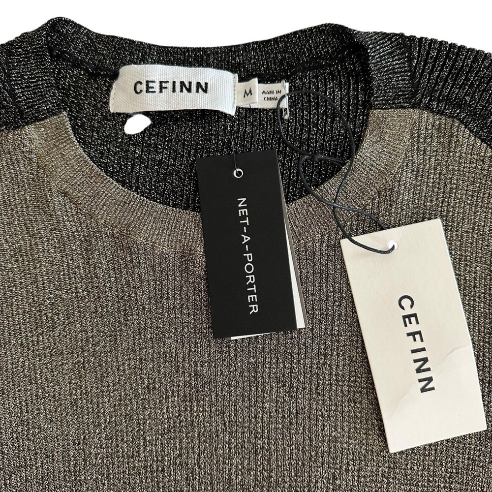 Nwt Cefinn Remi Lurex Bi-Color Crewneck Jumper Sweater Gold Metallic Uk M Us 6-8 — image 3 of 8
